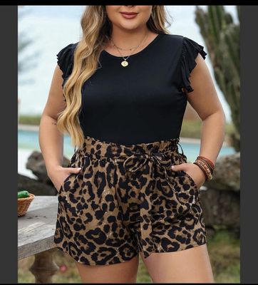 Brown Leopard 2pc Set Sz 1XL