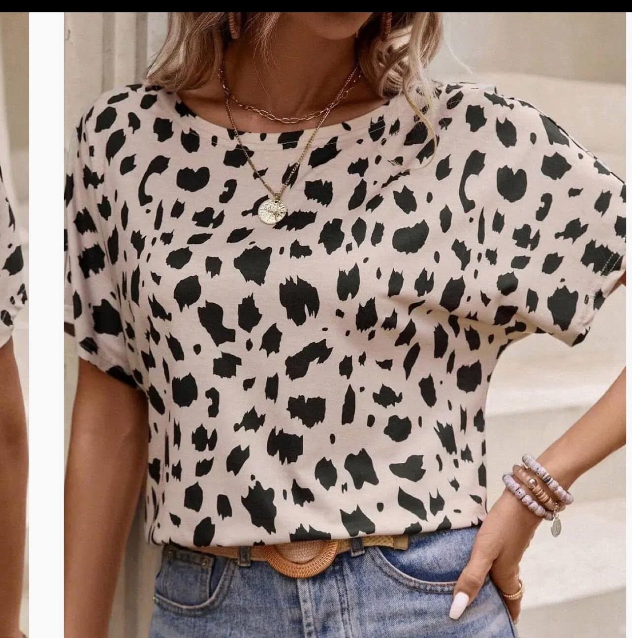 Wmns Beige Leopard Shirt Sz 2XL