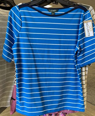 Wms R Lauren Top Bl/Wh Sz XL