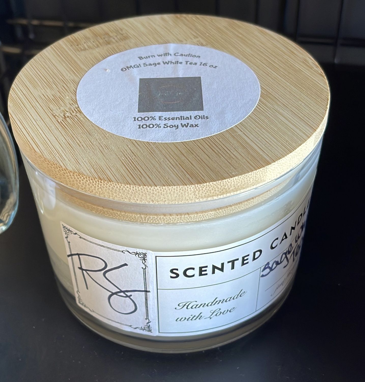 Sage White Tea Candle 16oz
