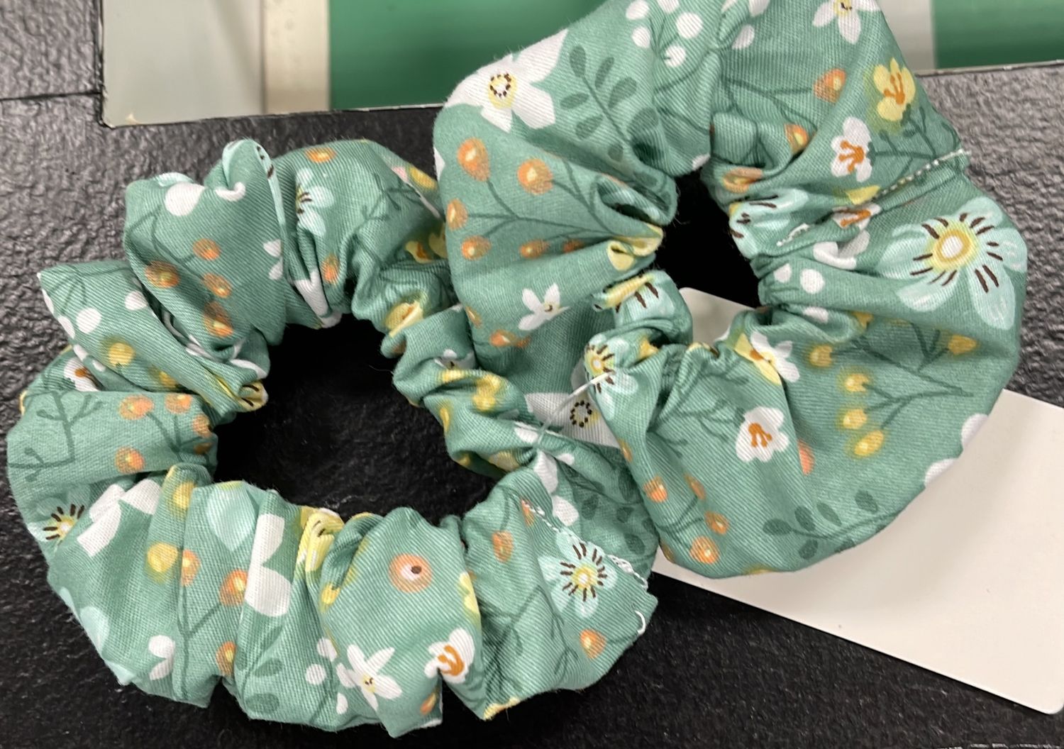 Green Floral Mommy &amp; Me Hair Scrunchie 2pc