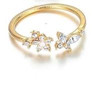 Gold Plated Adjustable Butterfly Faux Diamond Ring