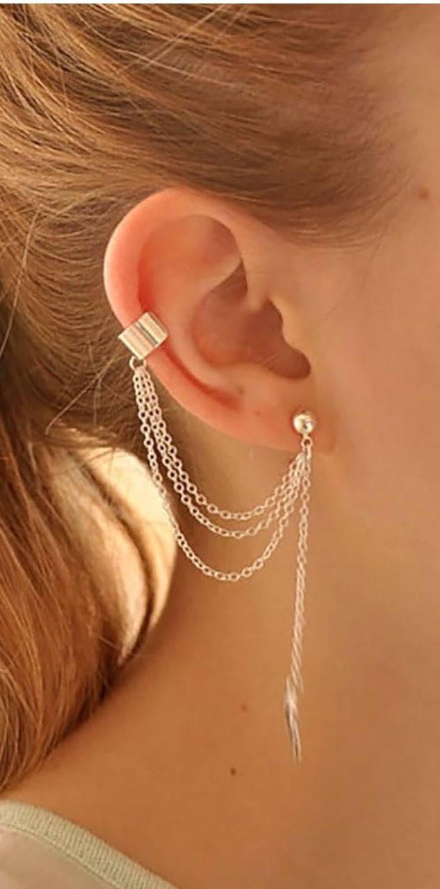 Gold Plated Long Drape Cuff Earring