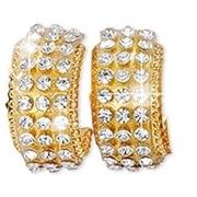 Gold Plated Faux Diamond Studded Dangle Earrings