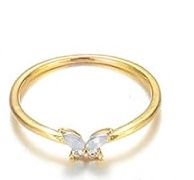 Gold Plated Butterfly w/ White Ring Sz 7.5