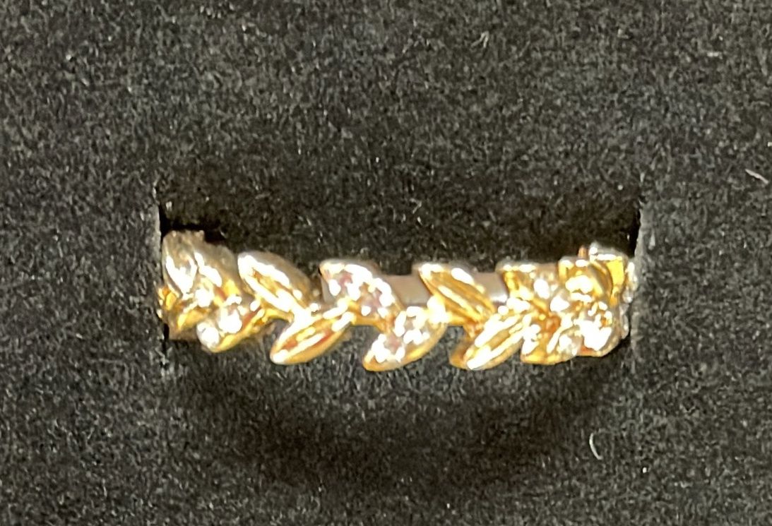 GP Leaf/Diamond Band Ring Sz 7.5