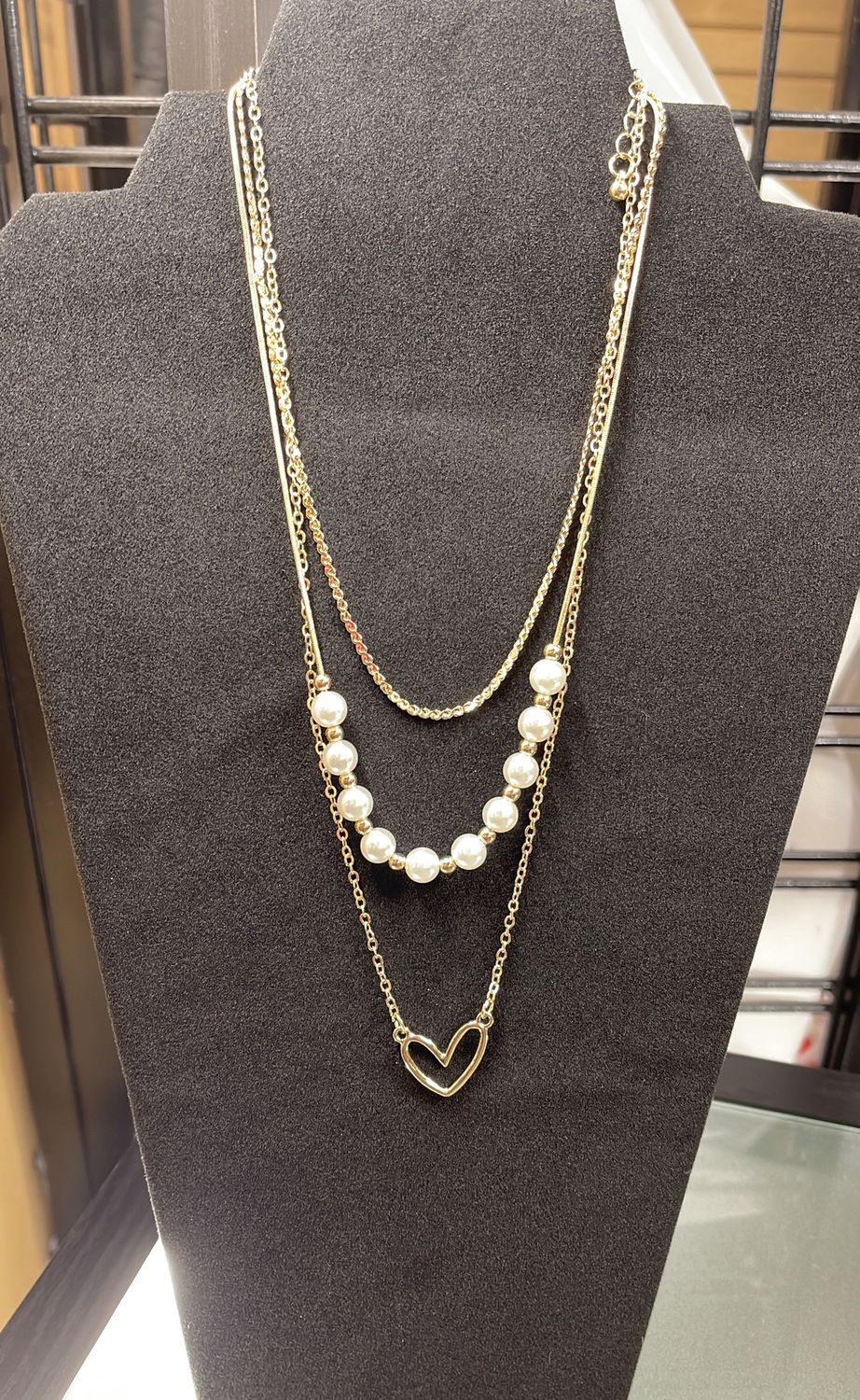 GP Heart/Pearl &amp;Chain Necklace Set