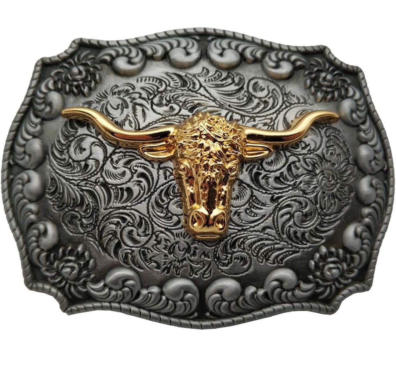 Black/Gold Longhorn Belt Buckle