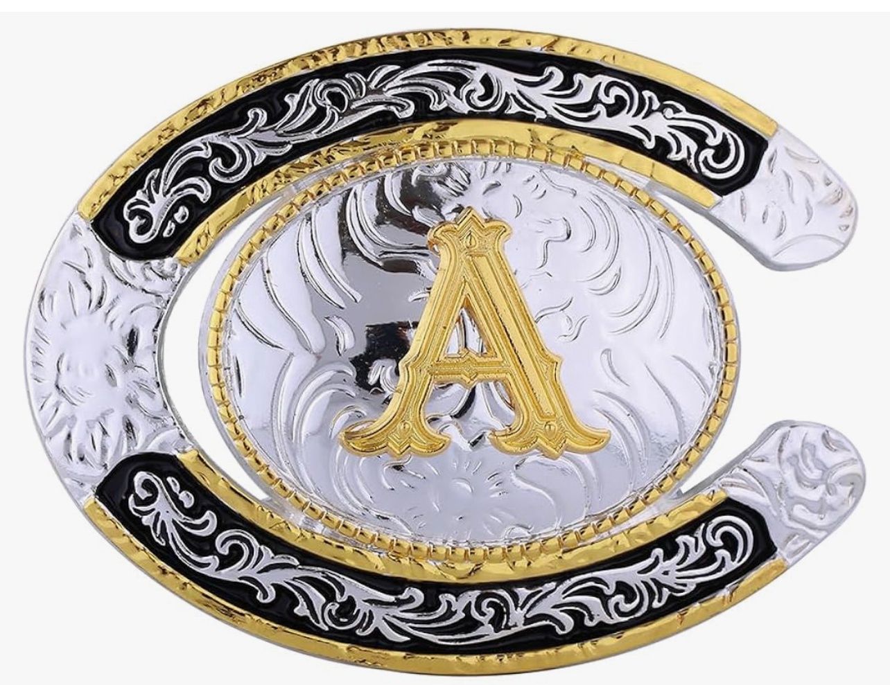 &quot;A&quot; Silver/Black/Gold Belt Buckle