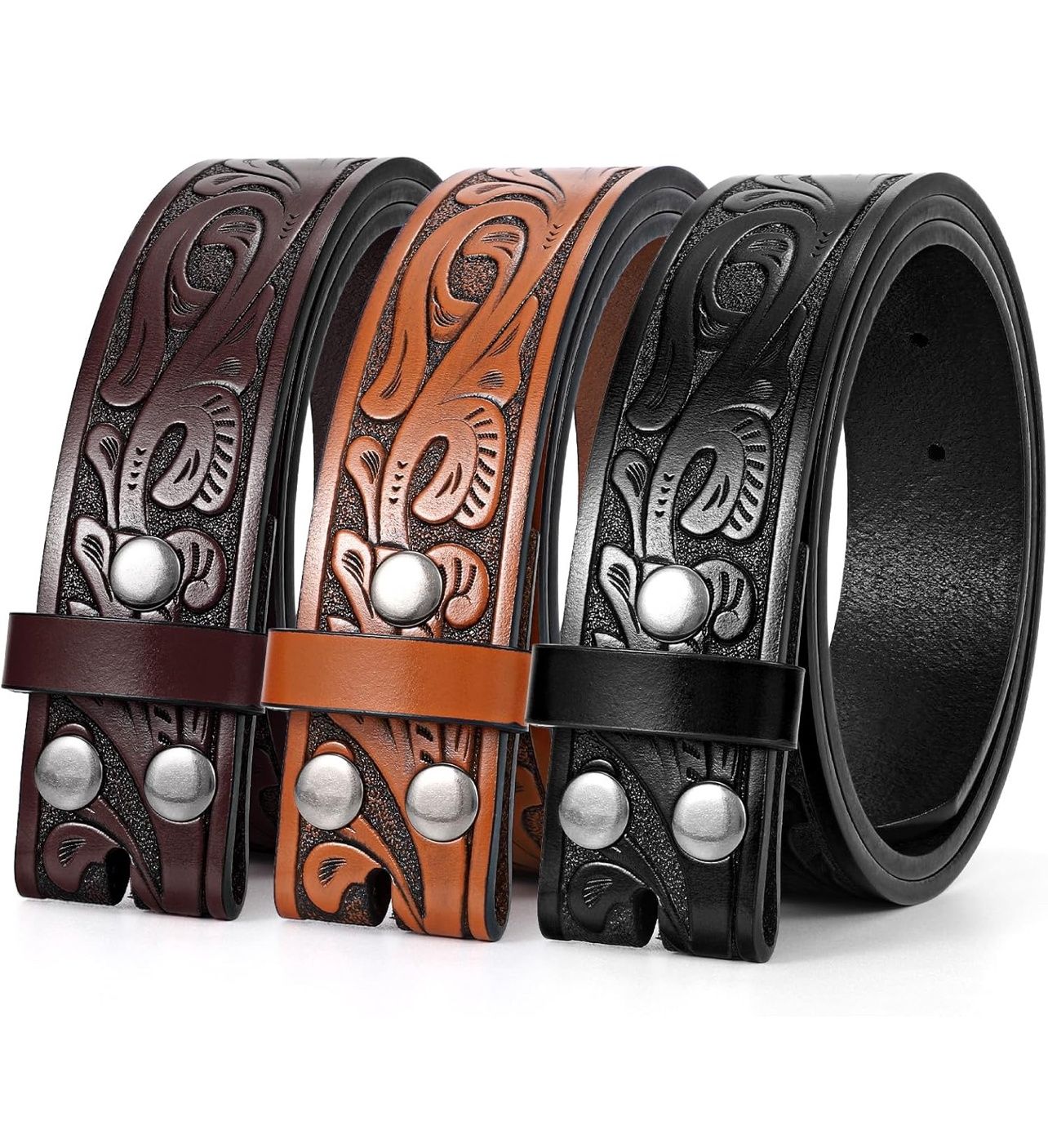 Brown Feather Leather Belt 38&quot;-41&quot; Waist