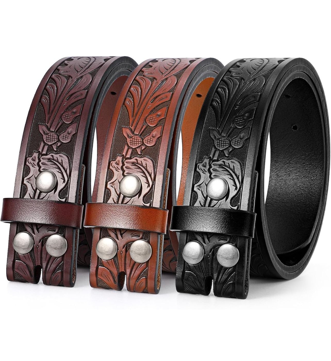 Brown Leaf Leather Belt 29-33&quot; Waist