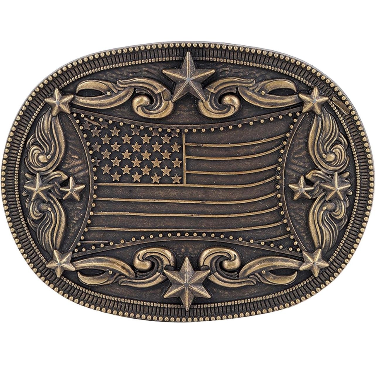 Vintage Flag Bronze Belt Buckle