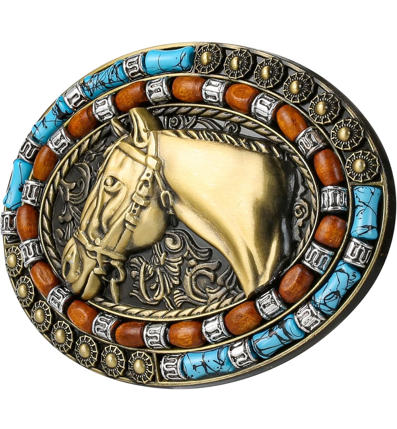 Aztec Horse Belt Buckle