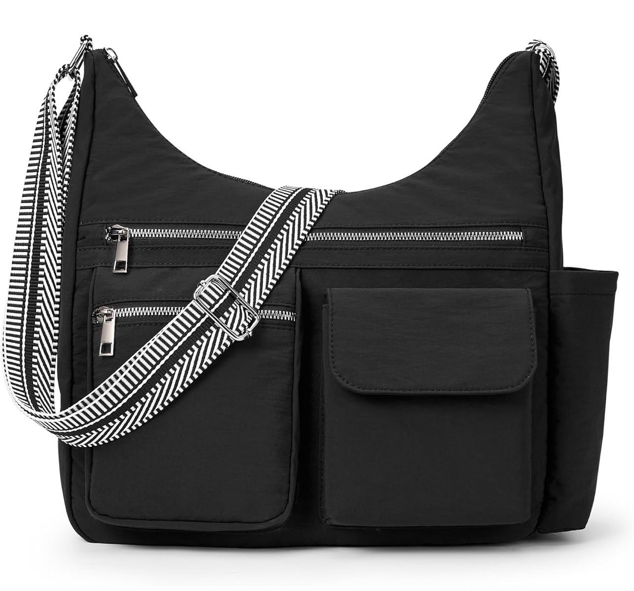 Black Zipper Shoulder Bag