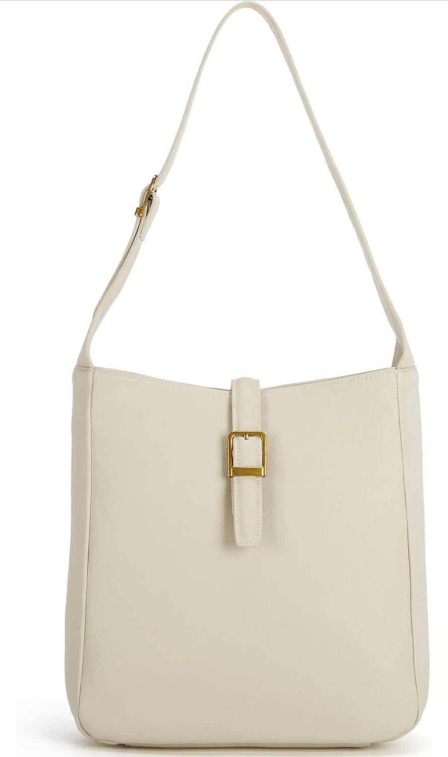 Beige Leather Shoulder Bag