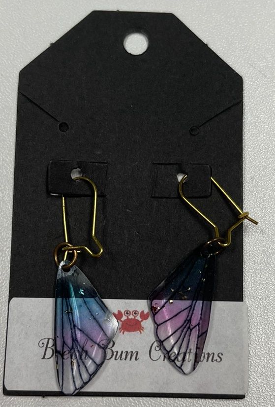 Blue/Purple Fairy Wings Dangle Earrings