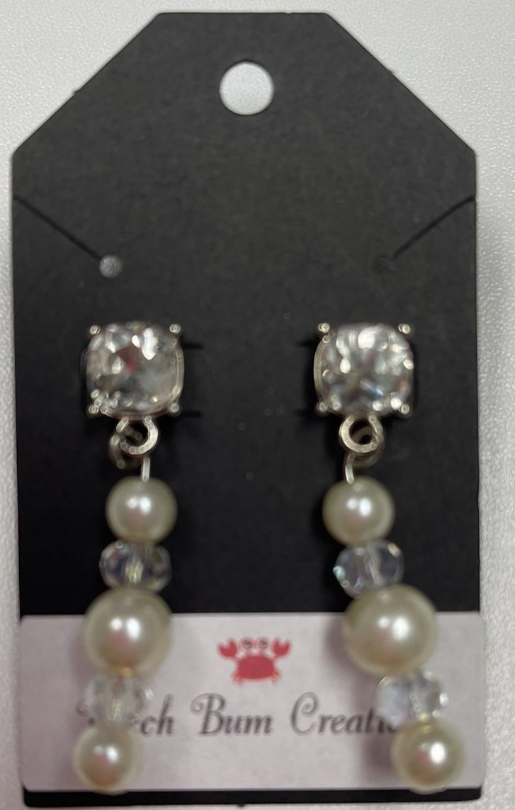 Bling Studs w/Pearl Dangles