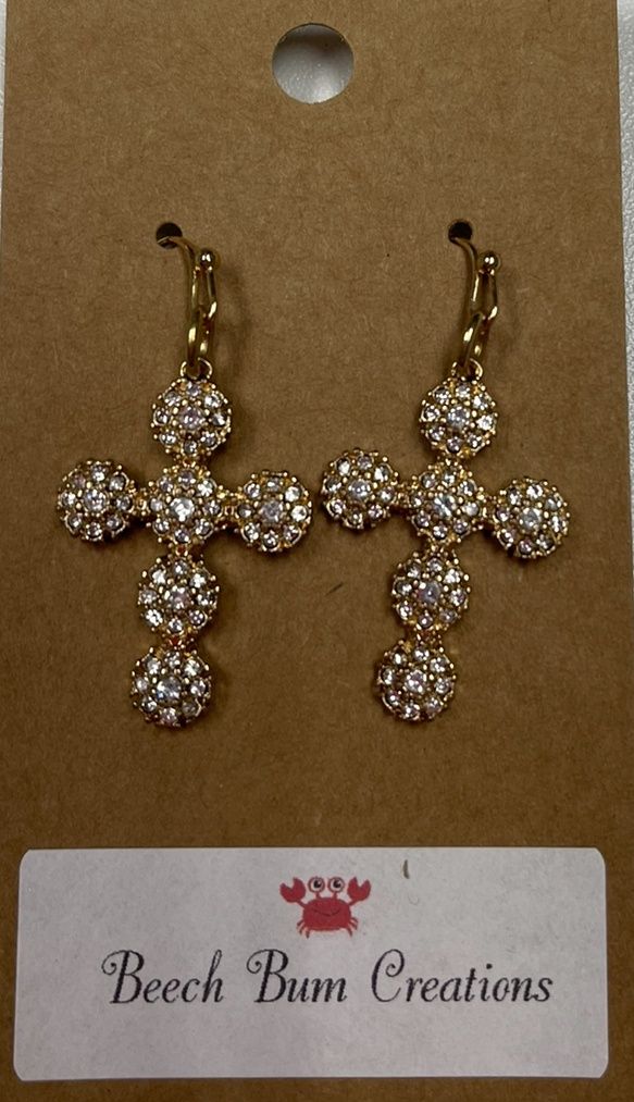 Golden Cross Dangle Earrings