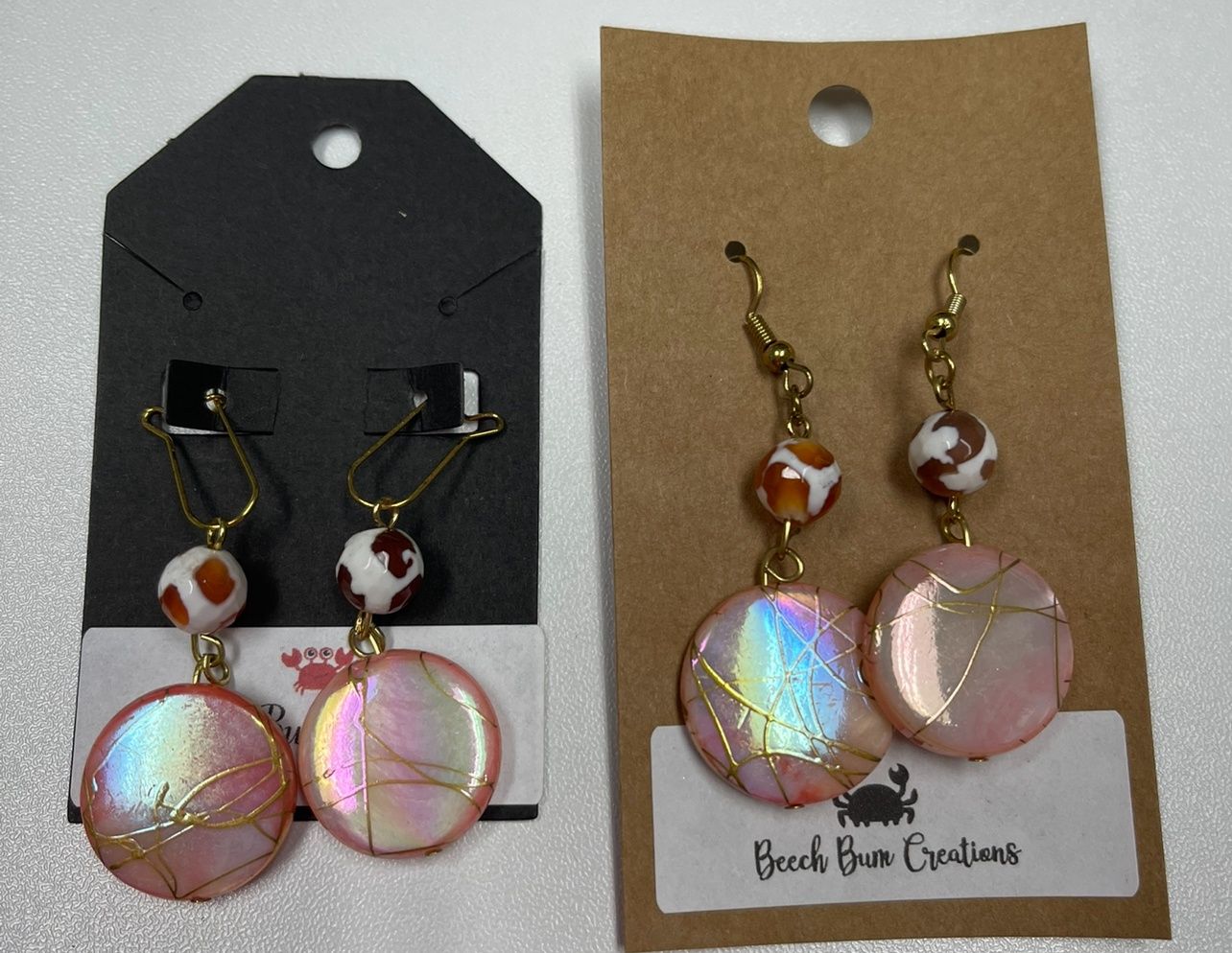 Pink Circle Dangles w/ Beads