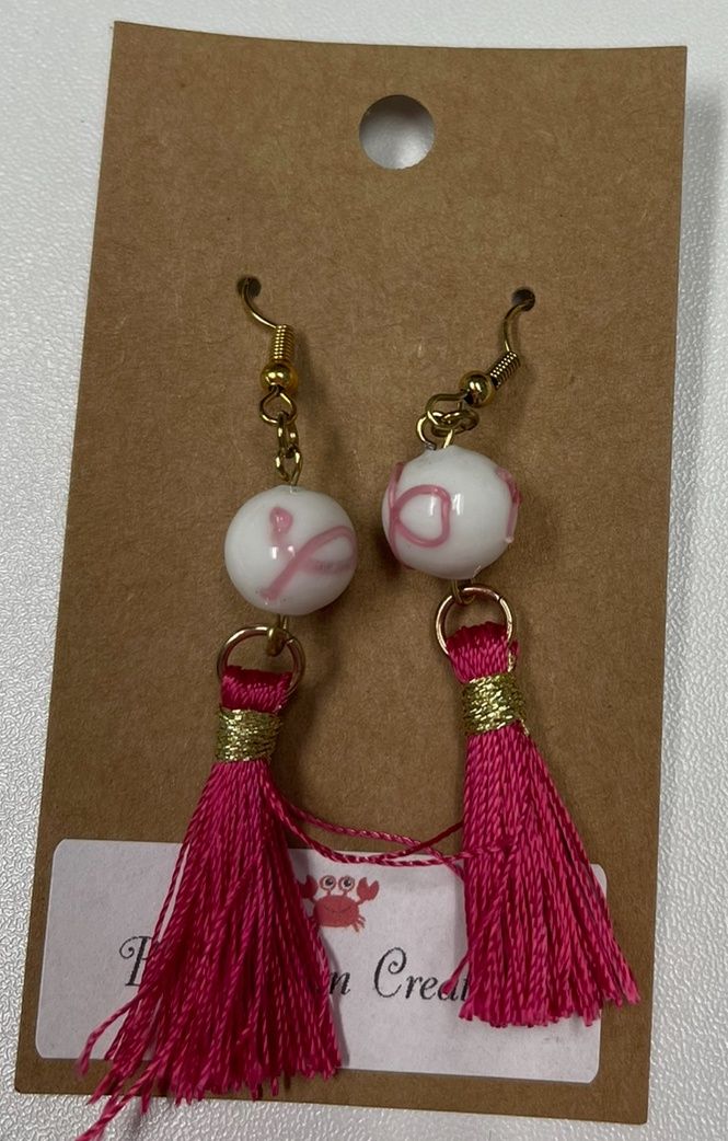 Pink Ribbon Dangle Earrings