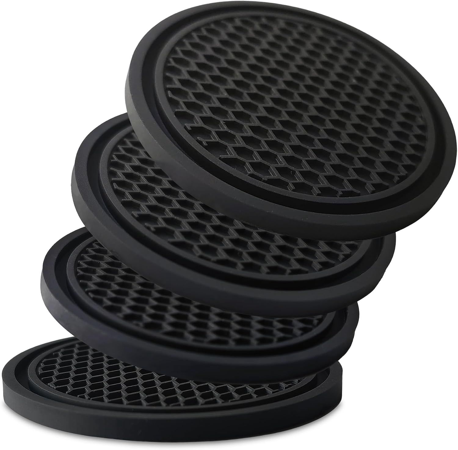 Car Cup Holder Coaster 4pc Set-Black