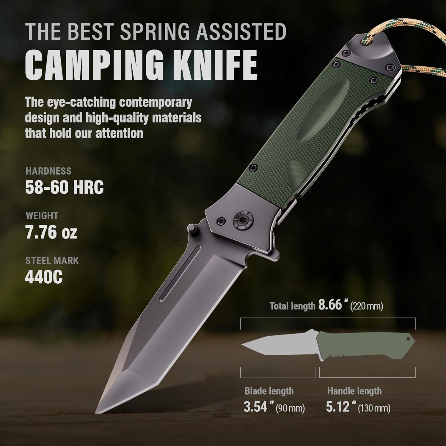 Spring Assisted HD 3.5" Tanto Folding Knife