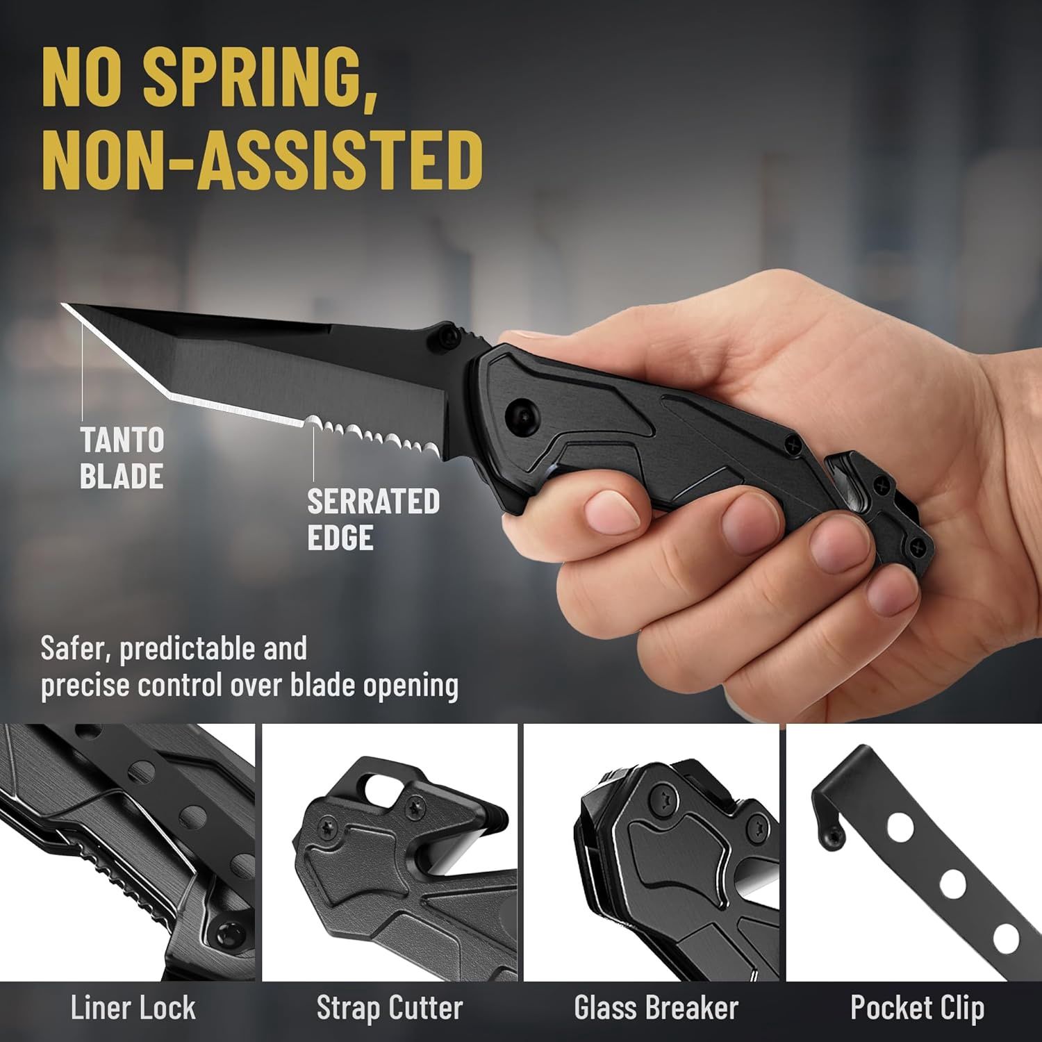 5 in1 Knife 2.8" Serated Tanto Blade