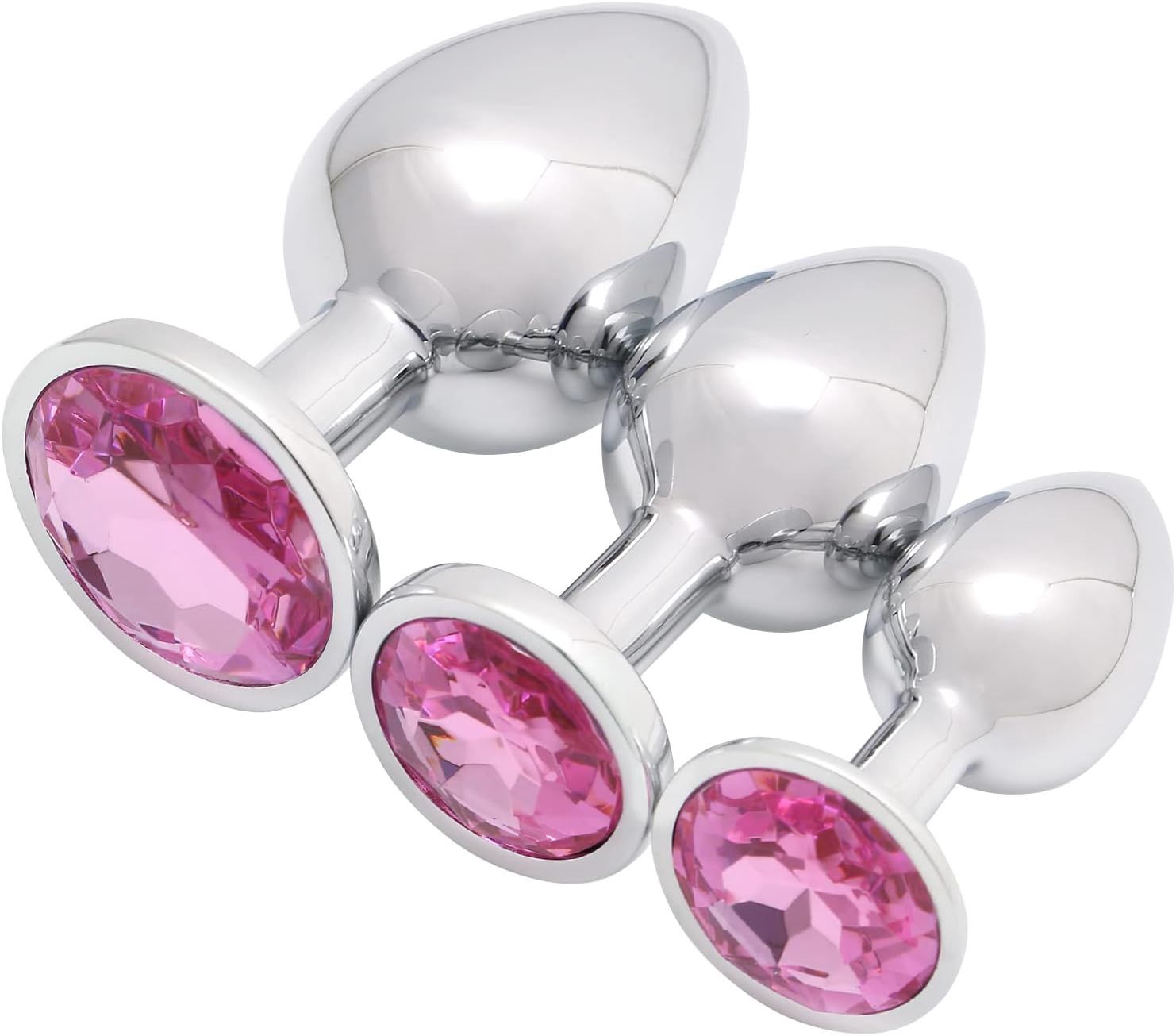 3pc Pink Jewelry Anal Plug