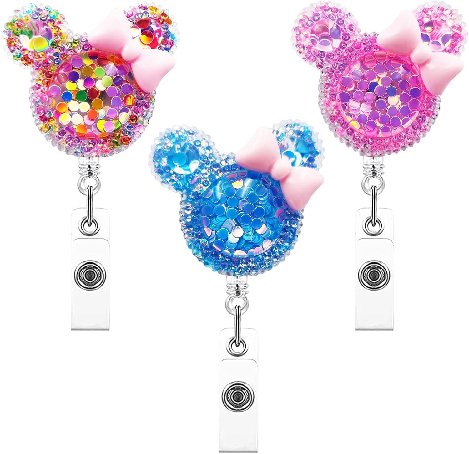 Multi Color Minnie Mouse Badge Reel