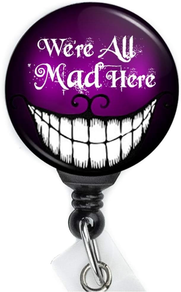 Black  w/Purple We're All Mad Here Badge Reel