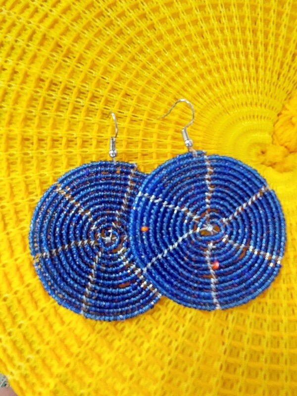 Solid round beaded earrings - Royal Blue