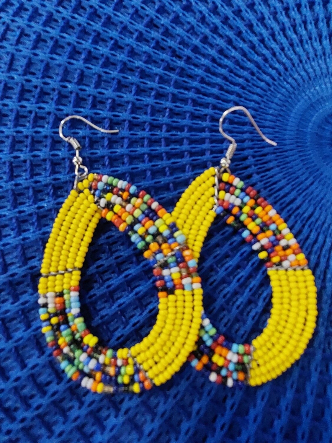 Beaded hoop earrings - Yellow