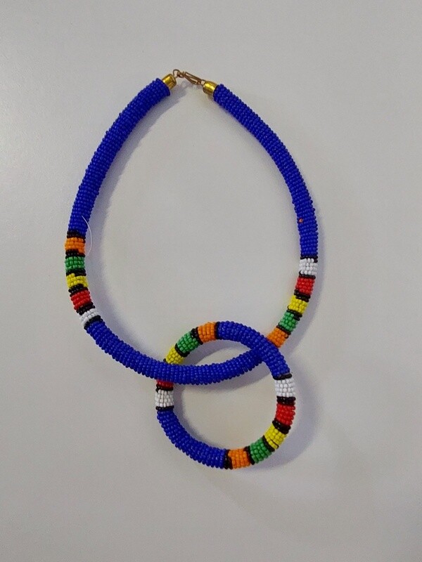 Necklace and bracelet set - Blue