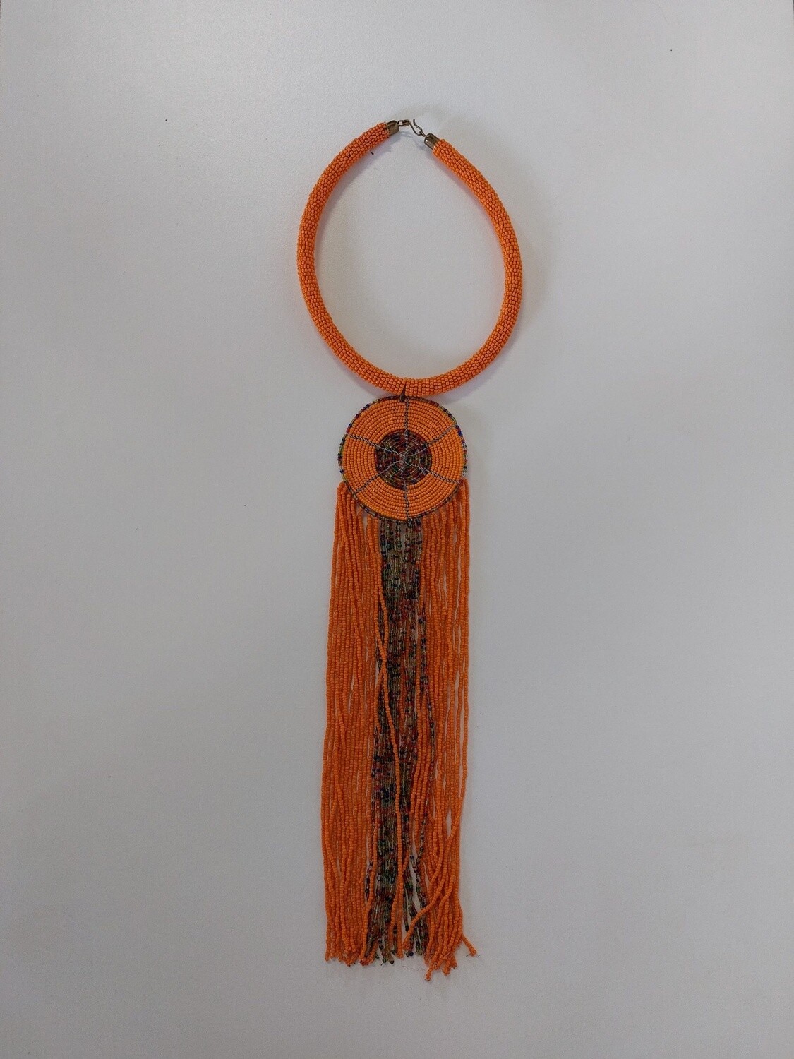 Beaded necklace hanging beads - Orange