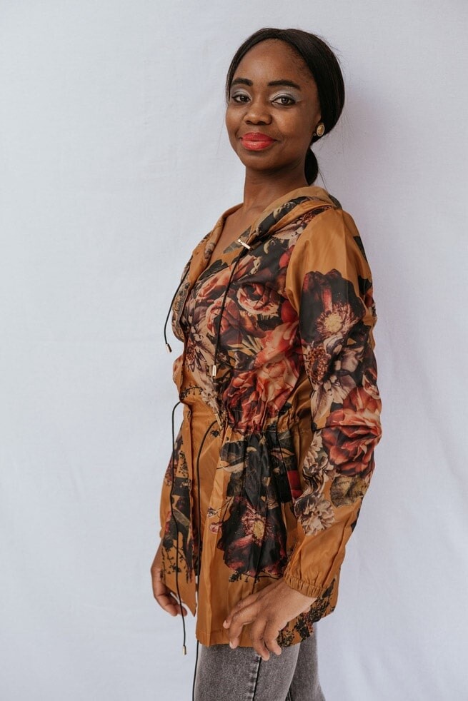 Exclusive Lightweight Raincoat Floral Print (Mustard)