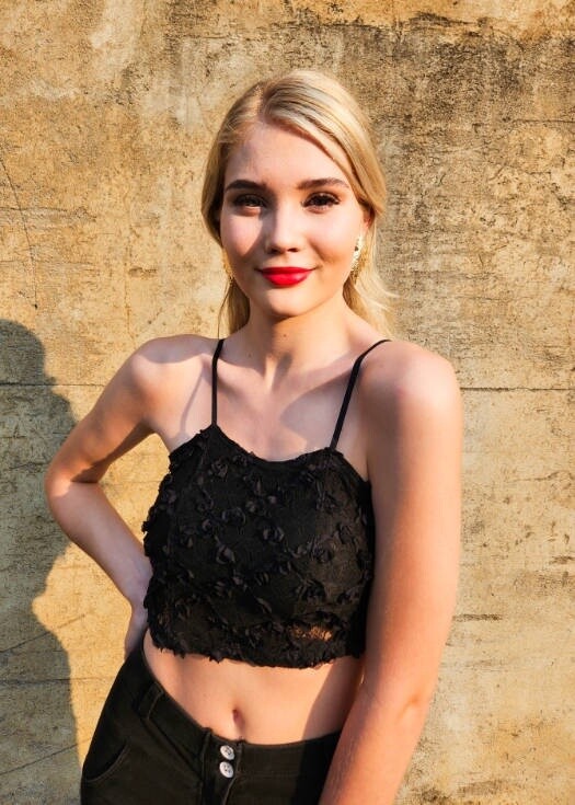 Bra Lace Crop Top Detail Dotted Floral (Black)