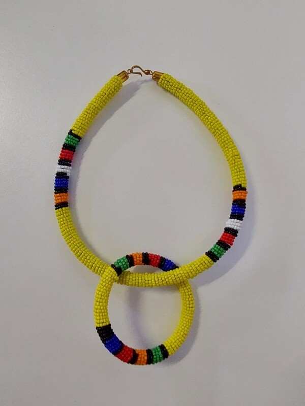 Necklace and bracelet set - Yellow