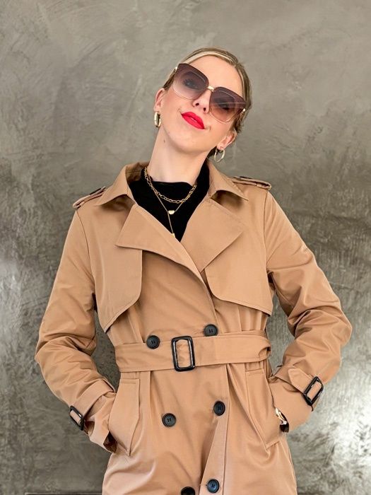 Longsleeve Double Button Trench Coat (Camel-Caramel), Size: XSmall
