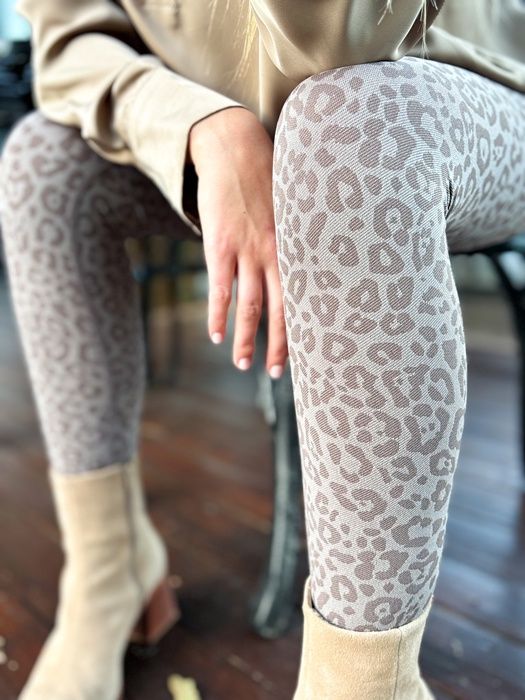 Long Leggings Leopard Print (Brown), Size: Free Size (30-34)