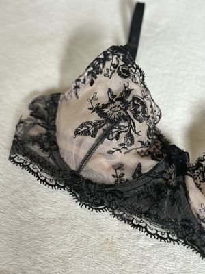 Lingerie Lace Bra (Nude with Black)