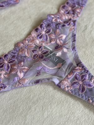 Lingerie Lace Bottom Undies G-String (Pastel Lilac Purple)