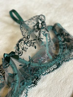Lingerie Lace Bra (Emerald with Nude)