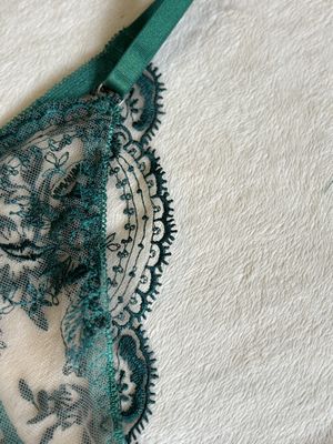 Lingerie Lace Bottom Undies G-String (Emerald with Nude)