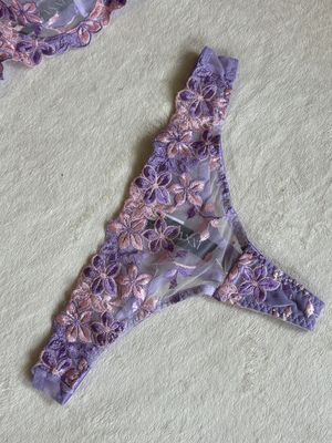 Lingerie Lace Bottom Undies G-String (Pastel Lilac Purple)