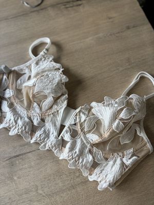 Lingerie Lace Bra (Nude with White)