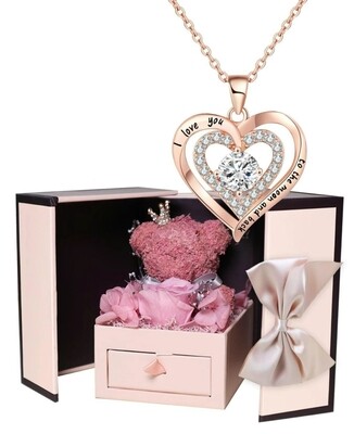Elegant Heart Necklace Rose Box