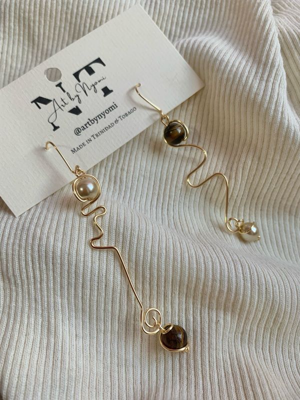 Tiger’s eye abstract earrings