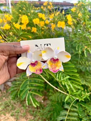White Cattleya Earrings
