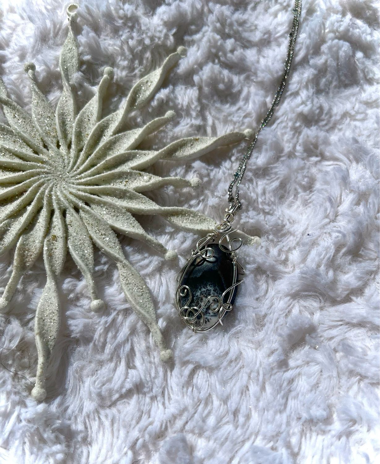 Frozen Serenity Dendrite Opal necklace 