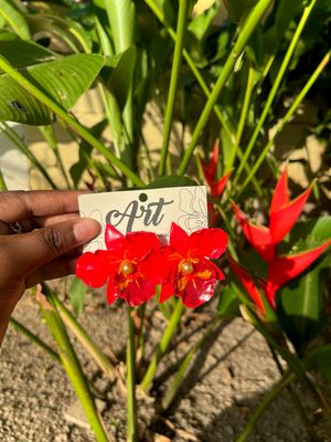 Red Cattleya Earrings